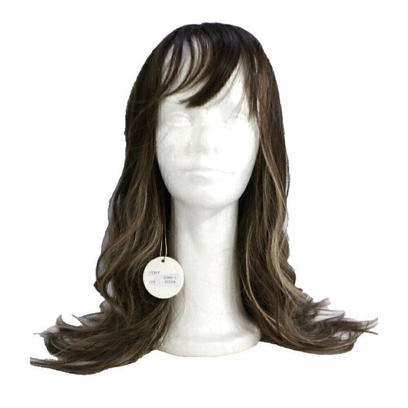 HAIRCUBE ombre brown 26" synthetic wig with bangs middle part NEW WITH TAGS - Picture 1 of 5